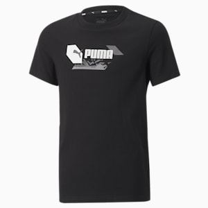 Alpha Kids' Graphic Tee, Puma Black, extralarge