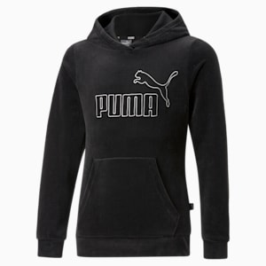 Essentials+ Velour Hoodie Youth, Puma Black