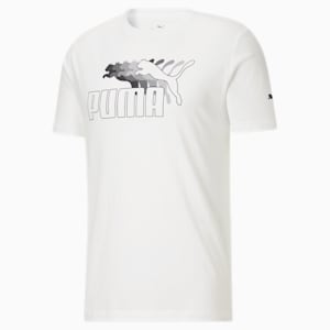 T-shirt graphique à logo répété, homme, Blanc Puma