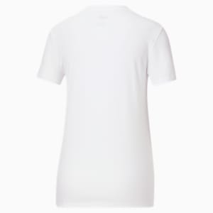 Camiseta estampada con el logo superpuesto para mujer, Puma White