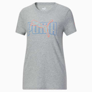 Logo Overlay Women's Graphic Tee, Light Gray Heather