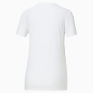 Camiseta estampada con logo Cat superpuesto para mujer, Puma White