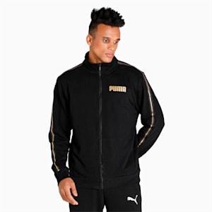 Metallic Nights Men's Full Zip Jacket, Cotton Black