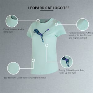 Leopard Cat Logo Women's Regular Fit T-Shirt, Mist Green, extralarge-IND