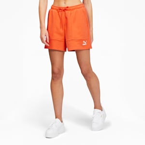 Hidden Flower High Waist Women's Shorts, Firelight