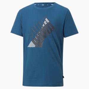 キッズ ボーイズ PUMA POWER ロゴ Tシャツ 120-160cm, Lake Blue