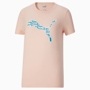 Camiseta estampada PUMA Graffiti Cat para mujer, Rose Quartz