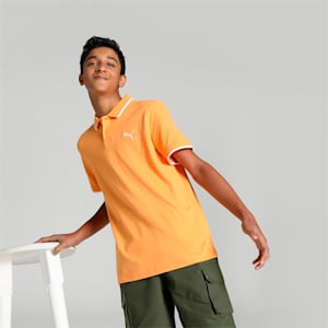 Collar Tipping Youth Regular Fit Polo, Clementine, extralarge-IND