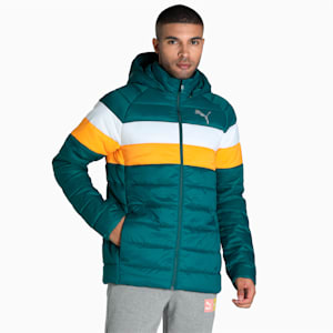 Colorblock Men's Padded Jacket, Varsity Green, extralarge-IND