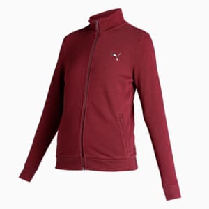 Zippered Terry Women's Regular Fit Jacket, Aubergine, extralarge-IND
