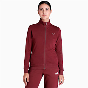 Zippered Terry Women's Regular Fit Jacket, Aubergine, extralarge-IND