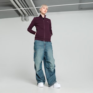 Zippered Terry Women's Regular Fit Jacket, Midnight Plum, extralarge-IND