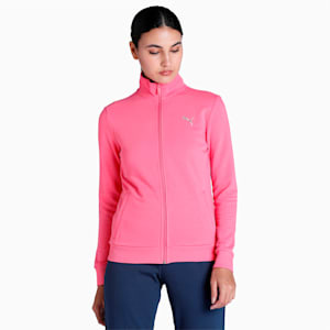 Zippered Terry Women's Regular Fit Jacket, Sunset Pink, extralarge-IND