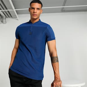 Overlay Men's Slim Fit Polo, Blazing Blue-Puma black, extralarge-IND