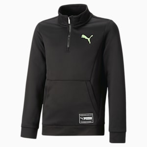 FIT Quarter-Zip Top Youth, PUMA Black-Fizzy Lime