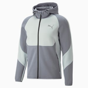 EVOSTRIPE Full-Zip Men's Hooded Slim Fit Jacket, Gray Tile, extralarge-IND