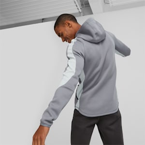 EVOSTRIPE Full-Zip Men's Hooded Slim Fit Jacket, Gray Tile, extralarge-IND
