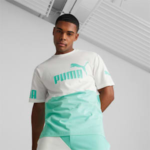 Camiseta PUMA POWER con bloques de colores para hombre, Mint, extralarge