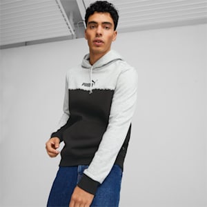 Essentials Block Tape Hoodie Men, Light Gray Heather
