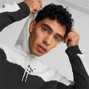 Essentials Block Tape Hoodie Men, Light Gray Heather