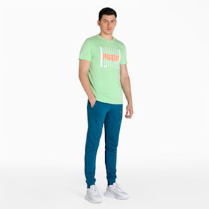 Multi Logo Graphic Men's Slim Fit T-Shirt, Paradise Green, extralarge-IND