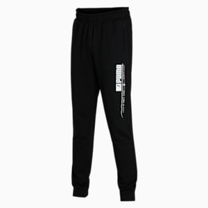 Zippered Graphic Men's Slim Fit Pants, Puma Black, extralarge-IND