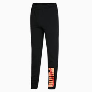 Zippered Graphic Men's Slim Fit Pants, Puma Black, extralarge-IND