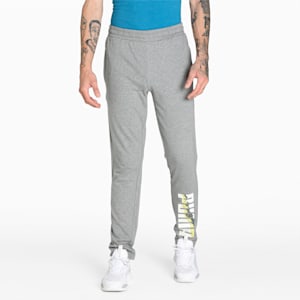 Zippered Graphic Men's Slim Fit Pants, Medium Gray Heather, extralarge-IND