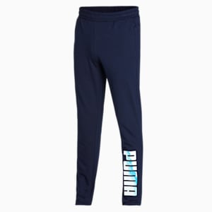 Zippered Graphic Men's Slim Fit Pants, Peacoat, extralarge-IND
