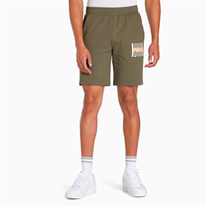 Multi Logo Men's Shorts Shorts, Dark Green Moss, extralarge-IND