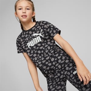 Essentials+ Animal Printed Big Kids' Knotted Tee, PUMA Black