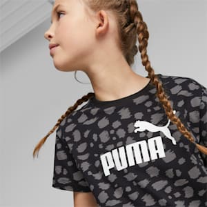Essentials+ Animal Printed Big Kids' Knotted Tee, PUMA Black