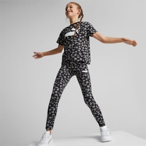 Essentials+ Animal Printed Big Kids' Knotted Tee, PUMA Black