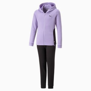 Hooded Sweatsuit Youth, PUMA Black-Vivid Violet