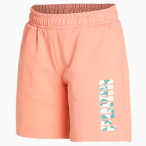 Camo Graphic Logo Women's Shorts, Peach Pink