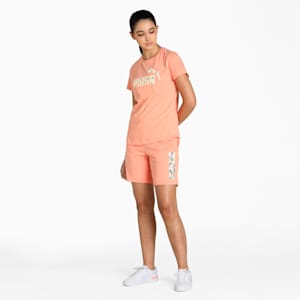 Camo Graphic Logo Women's Shorts, Peach Pink