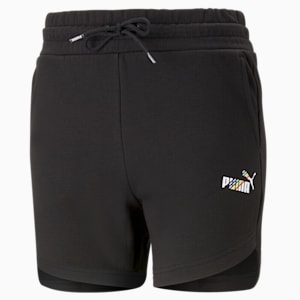 Essential+ LOVE IS LOVE Women's Regular Fit Shorts, PUMA Black, extralarge-IND