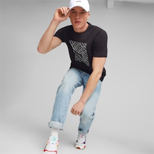 Camiseta de gráficos con diseño de gato para hombre, PUMA Black