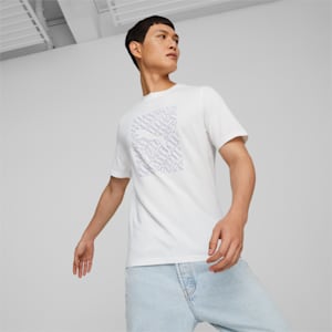 Camiseta de gráficos con diseño de gato para hombre, PUMA White, extralarge