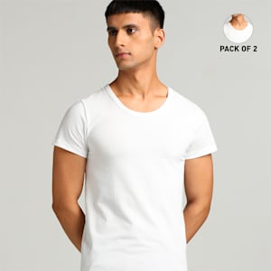 Men's Crew-Neck Vests Pack of 2 with EVERFRESH Technology, PUMA White-PUMA White, extralarge-IND