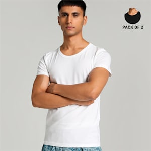Men's Crew-Neck Vests Pack of 2 with EVERFRESH Technology, PUMA White-PUMA Black, extralarge-IND
