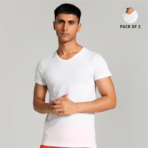 Men's V-Neck Vests Pack of 2 with EVERFRESH Technology, PUMA White-PUMA White, extralarge-IND
