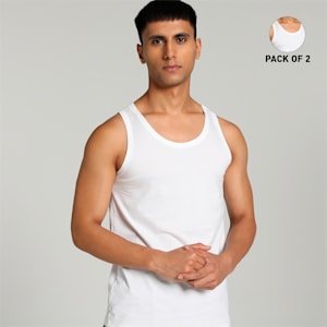 Basic Sleeveless Men's Vests Pack of 2 with EVERFRESH Technology, PUMA White-PUMA White, extralarge-IND