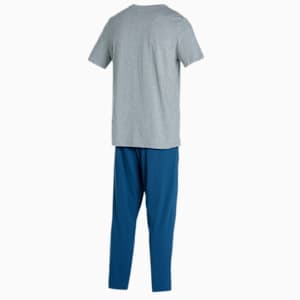 Men's Basic T-Shirt & Joggers Set, Medium Gray Heather-Dark Denim, extralarge-IND