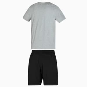 Basic Tee + Shorts Men's Set, Medium Gray Heather-PUMA Black