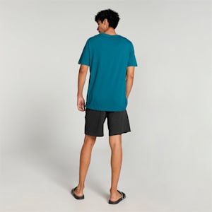 Basic Tee + Shorts Men's Set, Blue Coral-Dark Gray Heather