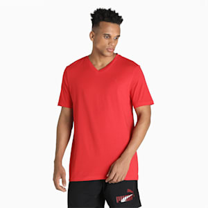Men's V-Neck T-Shirts Pack of 2, High Risk Red-Blue Coral, extralarge-IND