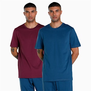 Crew-Neck T-Shirts Pack of 2, Dark Denim-Grape Wine, extralarge-IND