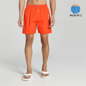 PUMA Men's Woven Boxers Pack of 2, Deep Apricot-Vallarta Blue, extralarge-IND