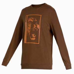 PUMAx1DER Men's Crew-Neck Sweater, Deep Olive, extralarge-IND